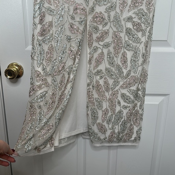 MAC DUGGAL Foliage embellished midi ivory sheath dress 14 NWT - Picture 10 of 16